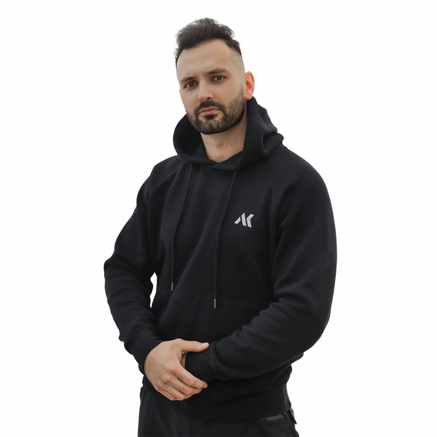 Hooded Sweater Logo Embroidery Grey