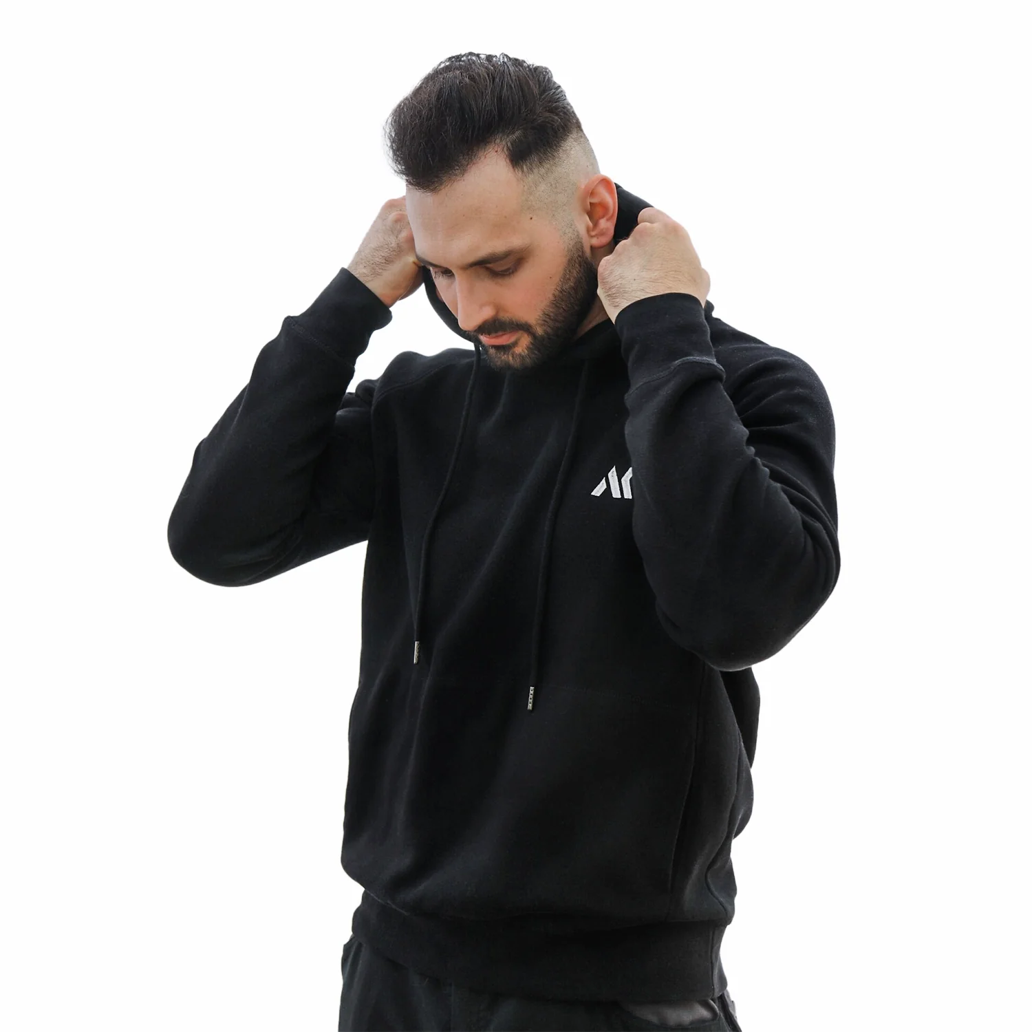 Hooded Sweater Logo Embroidery Grey