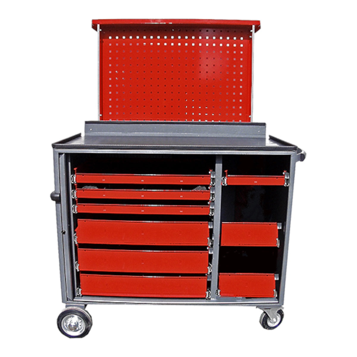 Tool trolley with telescopic rear panel Tool trolley with rear panel, 1000x620x860