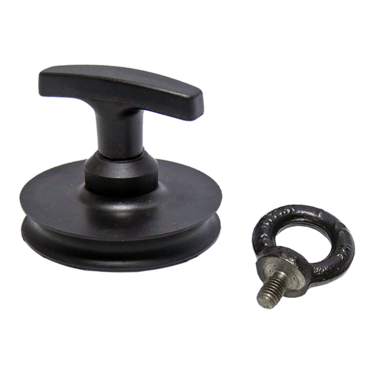Suction lifter with T-handle and eyelet mounting aid for exterior mirrors